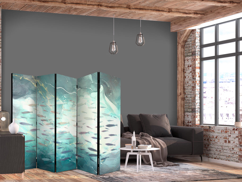 Room Divider: Escaping Fish - Very Fast Swimming Fishes in Muted Colors