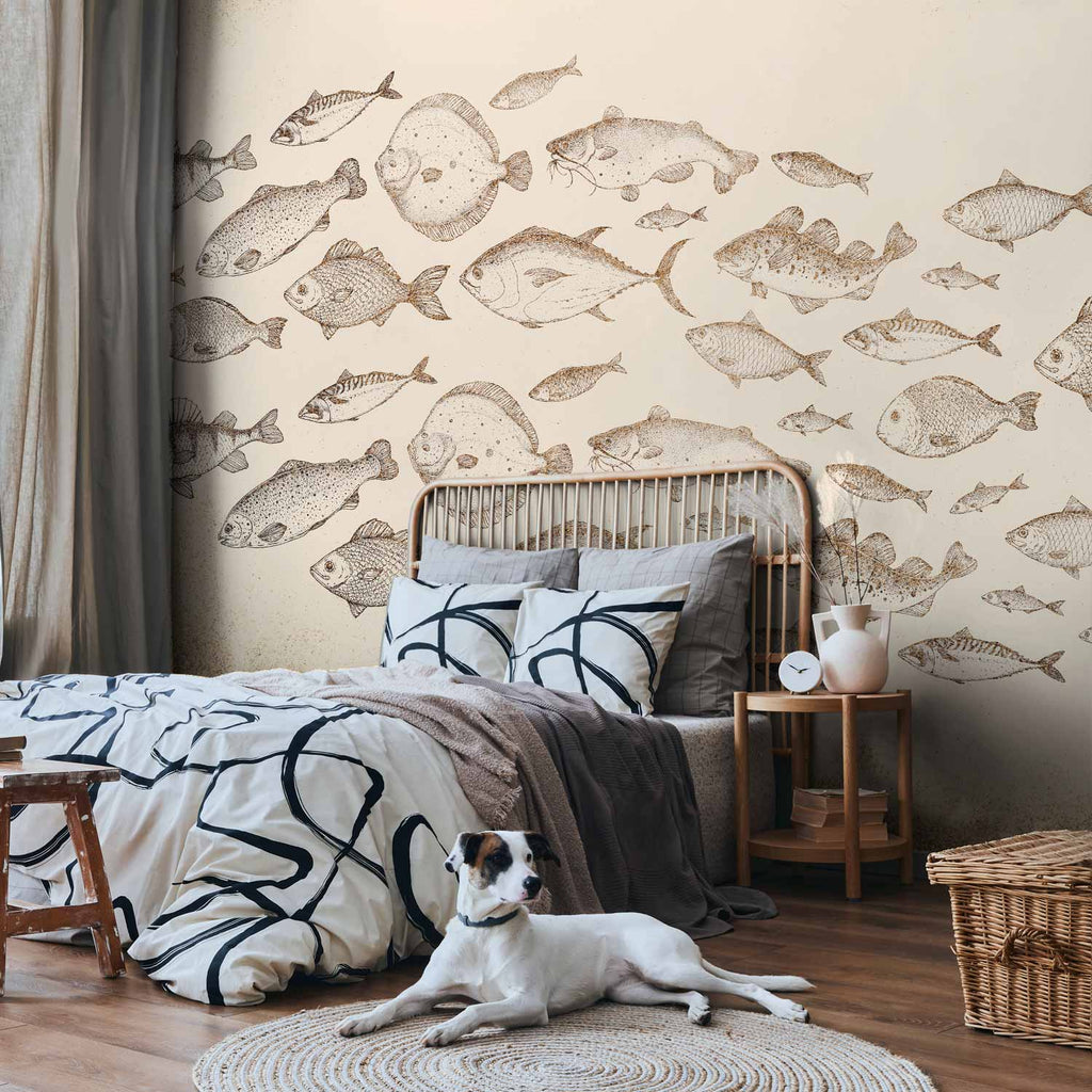 Subtle Japanese Fish Wall Mural