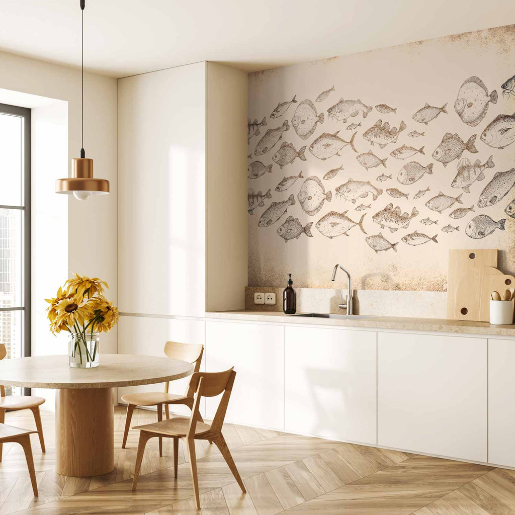 Subtle Japanese Fish Wall Mural