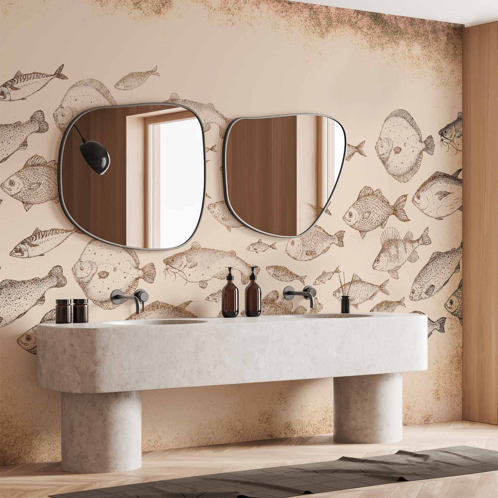 Subtle Japanese Fish Wall Mural