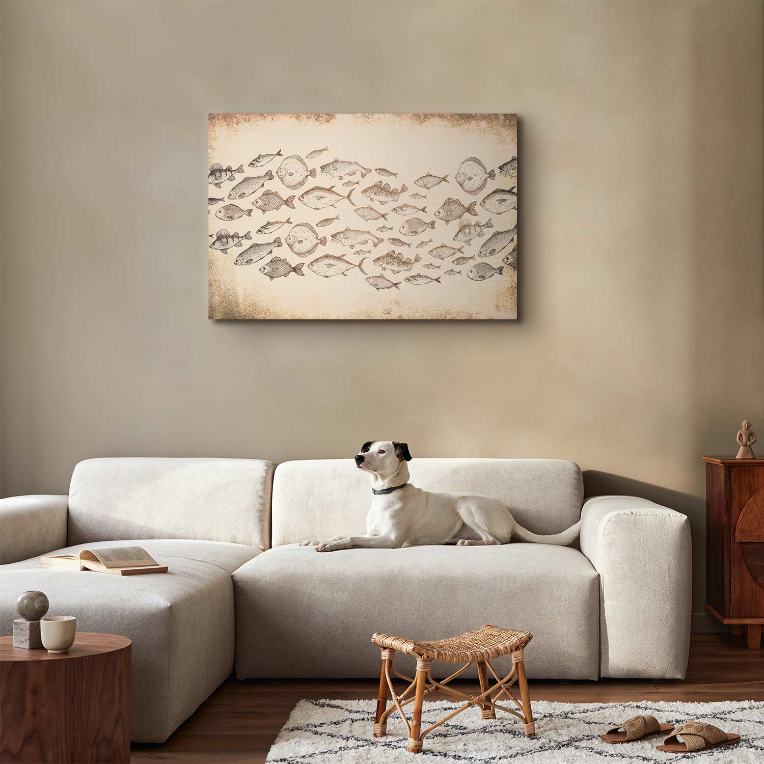 Subtle Japanese Fish Minimalist Canvas Print