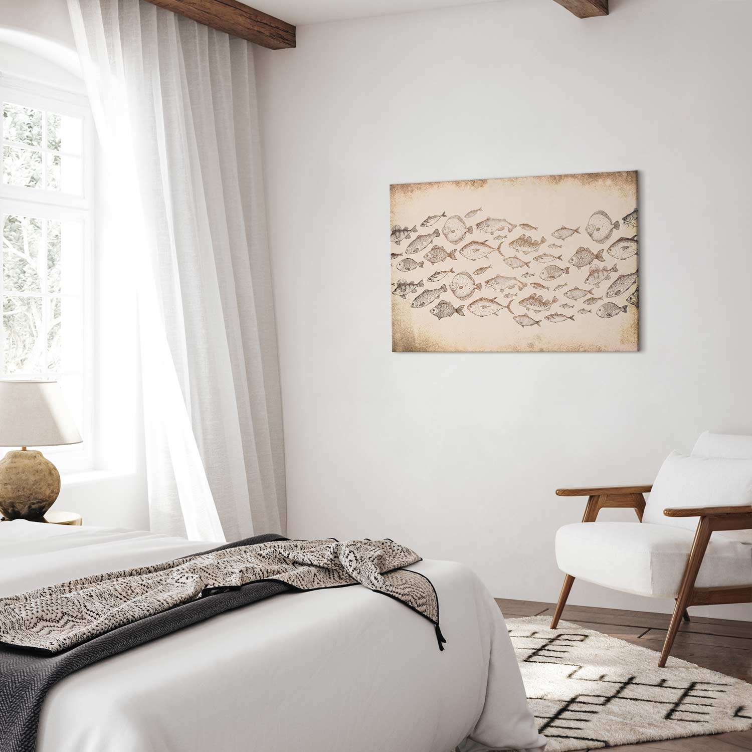 Subtle Japanese Fish Minimalist Canvas Print