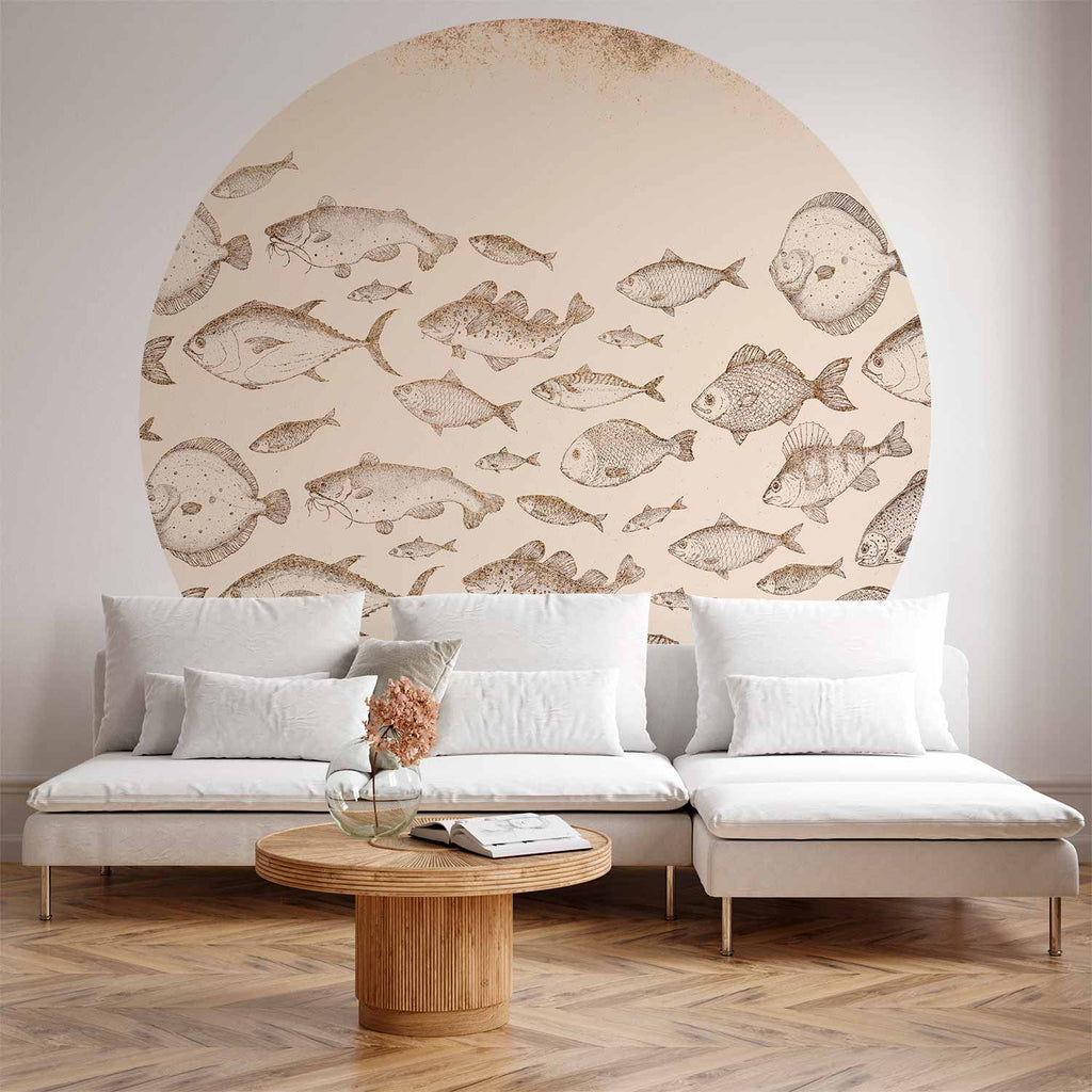 Subtle Koi Fish Japanese Round Wall Mural