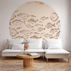 Subtle Koi Fish Japanese Round Wall Mural