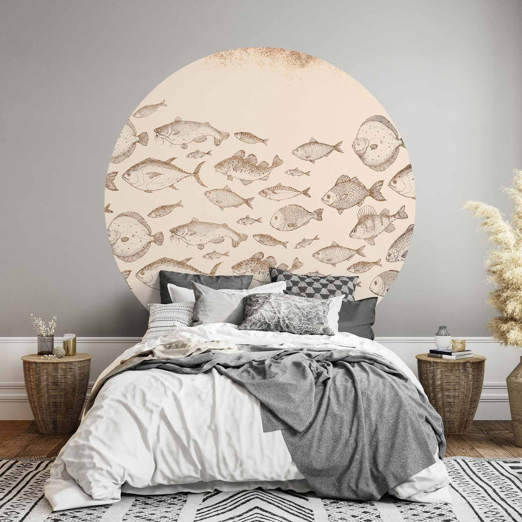 Subtle Koi Fish Japanese Round Wall Mural