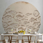 Subtle Koi Fish Japanese Round Wall Mural