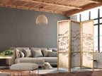 Japanese Room Divider - Fish School Sketch - Vintage Beige