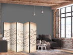 Room Divider 5-Panel Fish Sketch - Vintage Beige