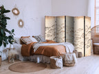 Room Divider 5-Panel Fish Sketch - Vintage Beige