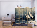 Herons Winter Pond 5-Panel Japanese Room Divider