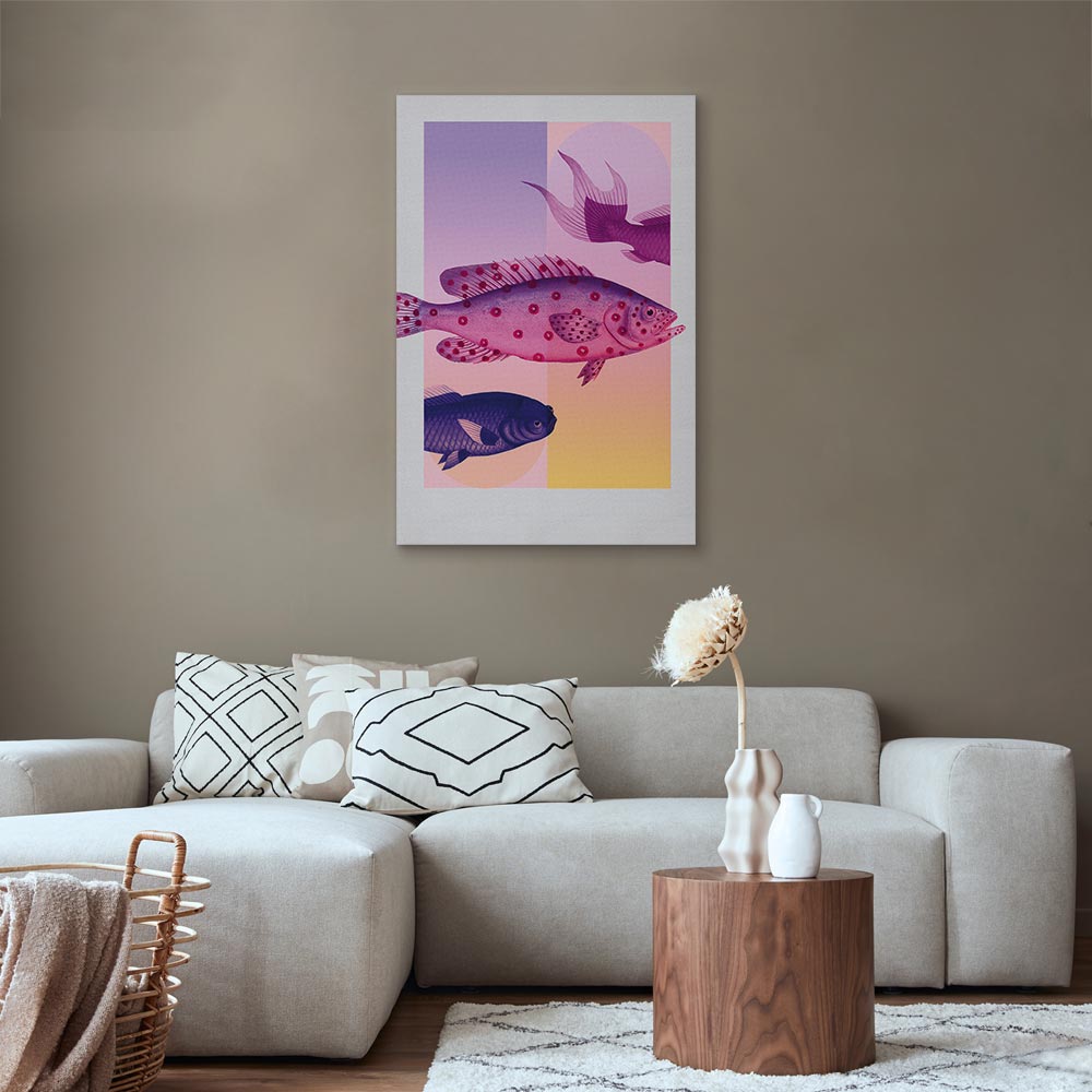 Canvas Print - Abstract Fish in Pastels