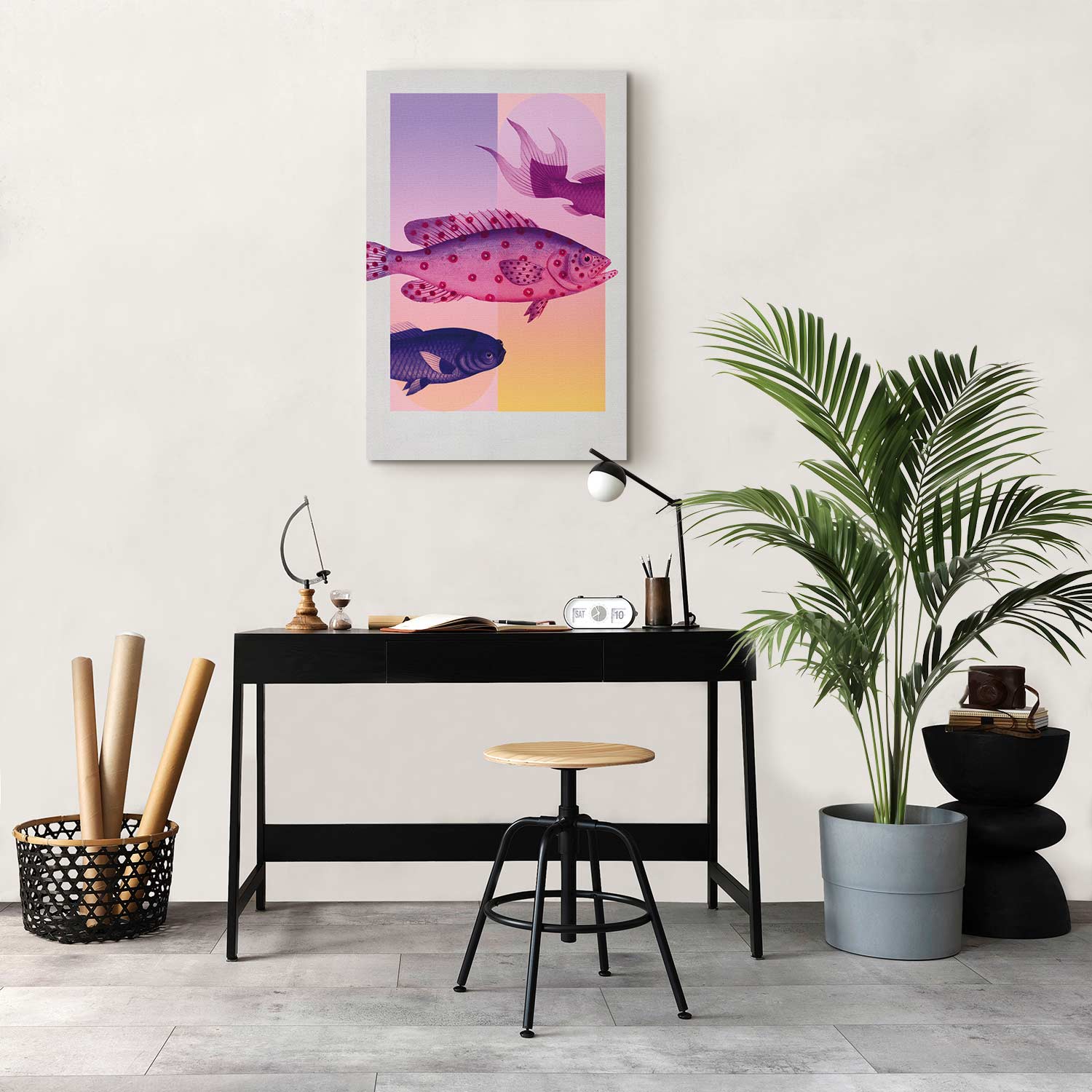 Pastel Abstract Fish Canvas Print