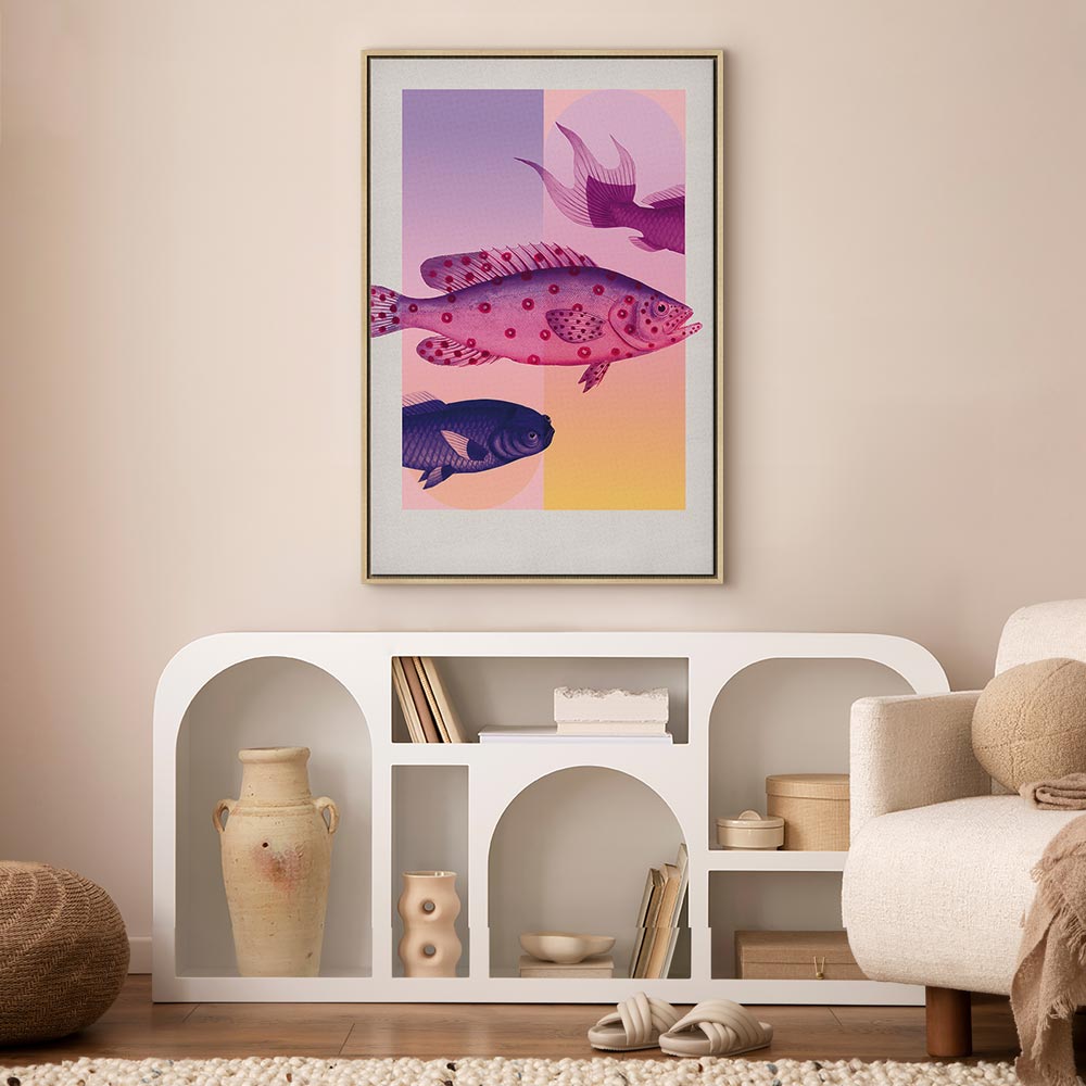 Canvas Print - Abstract Fish in Pastels
