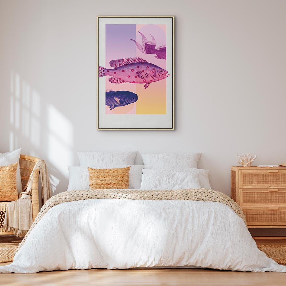 Canvas Print - Abstract Fish in Pastels