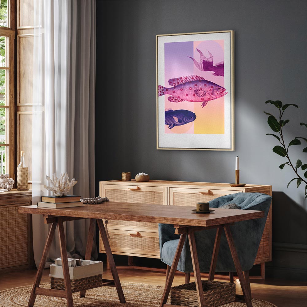 Canvas Print - Abstract Fish in Pastels