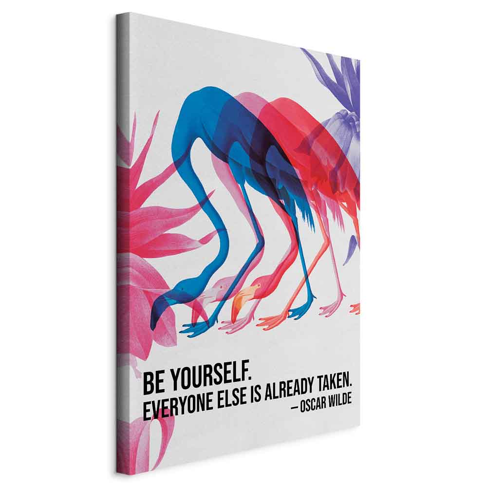 Canvas Print - Colorful Flamingos with Inspirational Quote