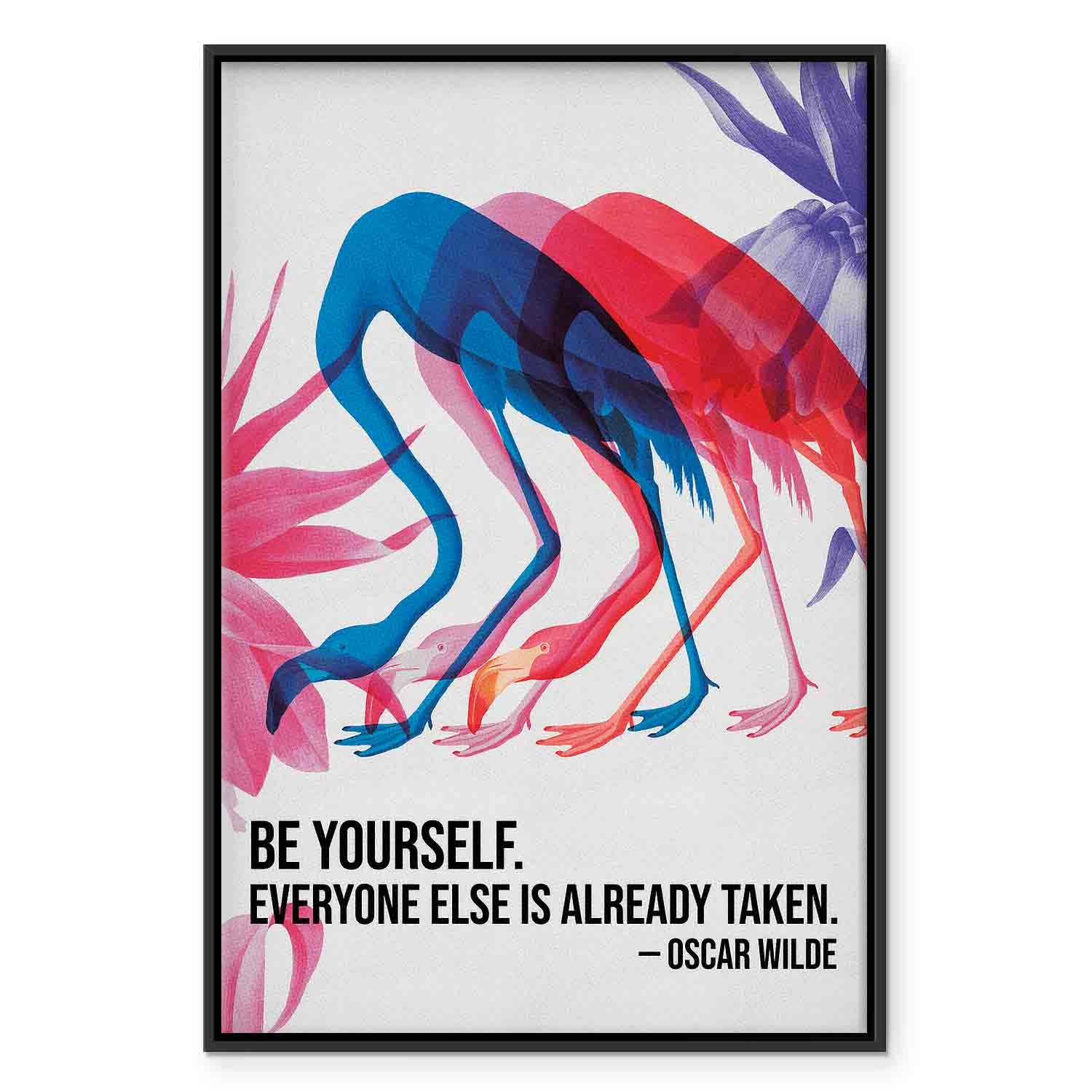 Colorful Flamingos Quote Canvas Print
