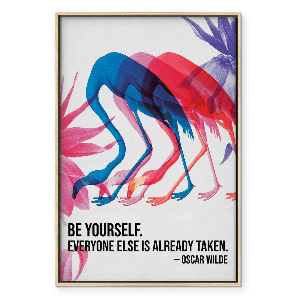 Colorful Flamingos Quote Canvas Print