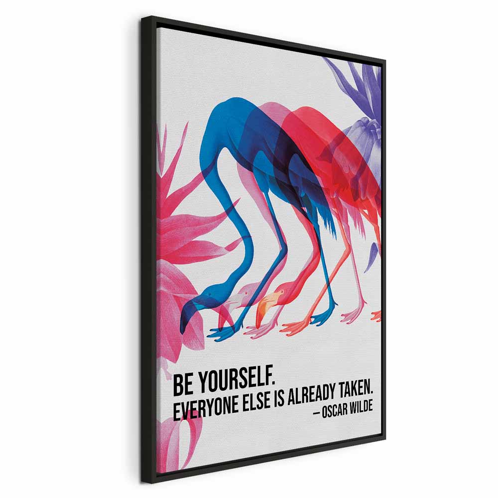 Canvas Print - Colorful Flamingos with Inspirational Quote