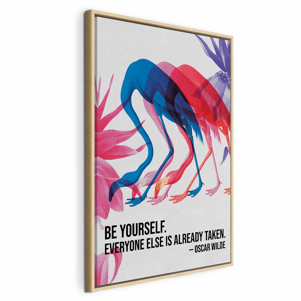 Canvas Print - Colorful Flamingos with Inspirational Quote