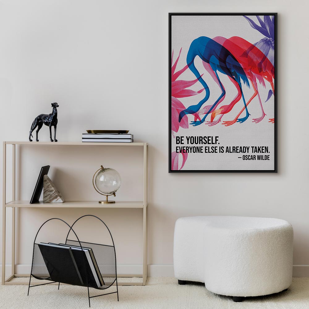 Canvas Print - Colorful Flamingos with Inspirational Quote