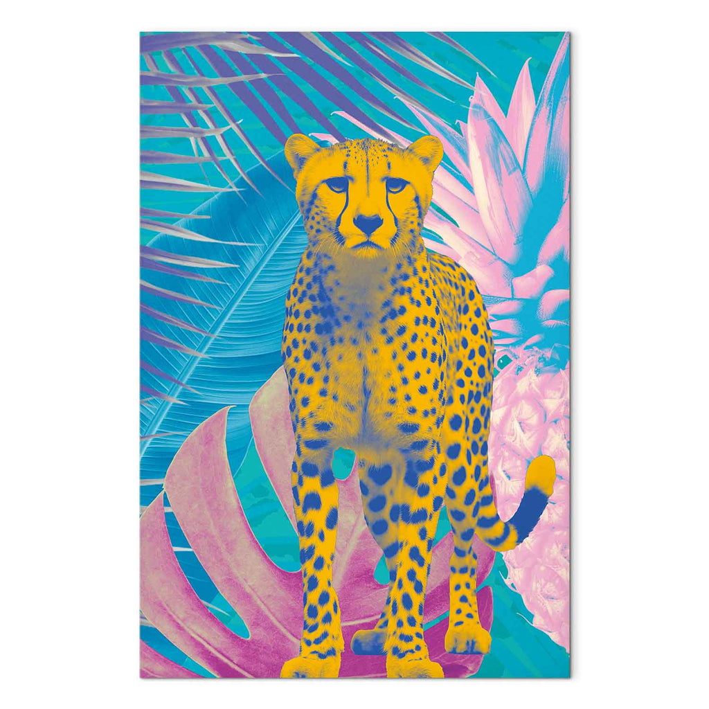 Tropical Leopard Colorful Portrait Canvas Print