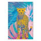 Tropical Leopard Colorful Portrait Canvas Print