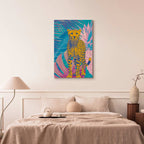 Tropical Leopard Colorful Portrait Canvas Print