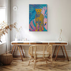 Tropical Leopard Colorful Portrait Canvas Print