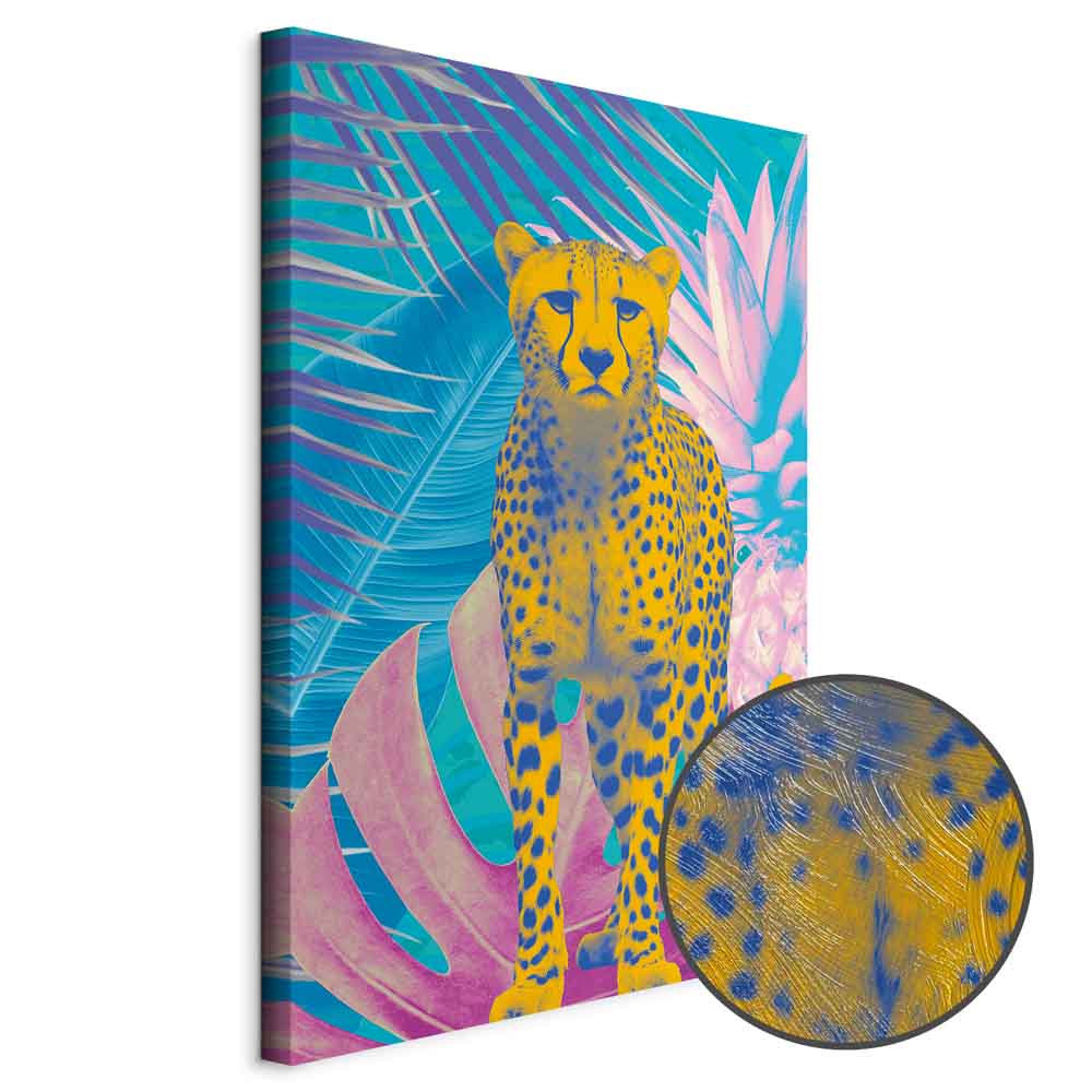 Tropical Leopard Colorful Portrait Canvas Print