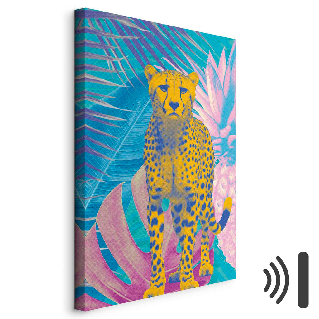 Tropical Leopard Colorful Portrait Canvas Print