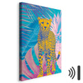 Tropical Leopard Colorful Portrait Canvas Print
