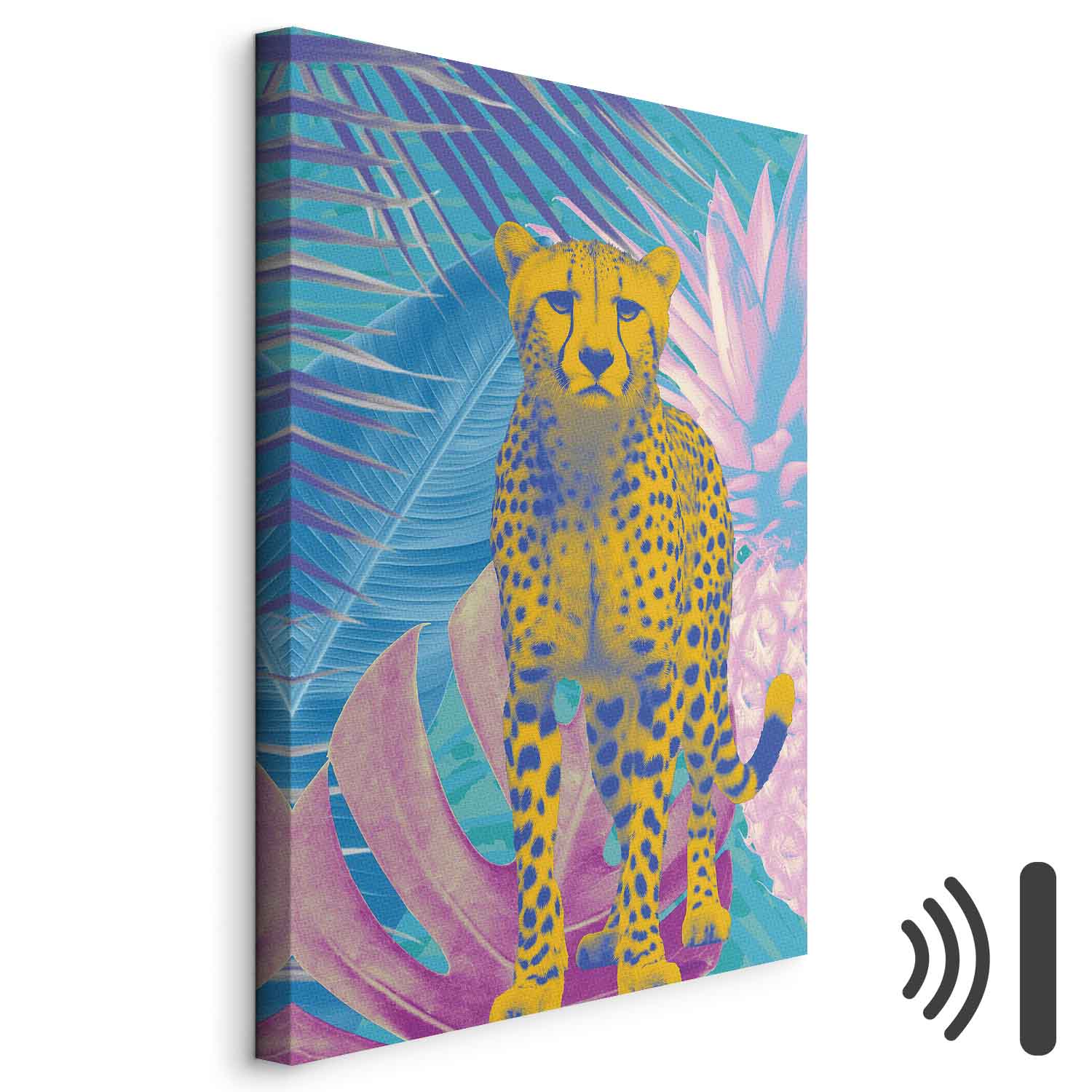 Tropical Leopard Colorful Portrait Canvas Print