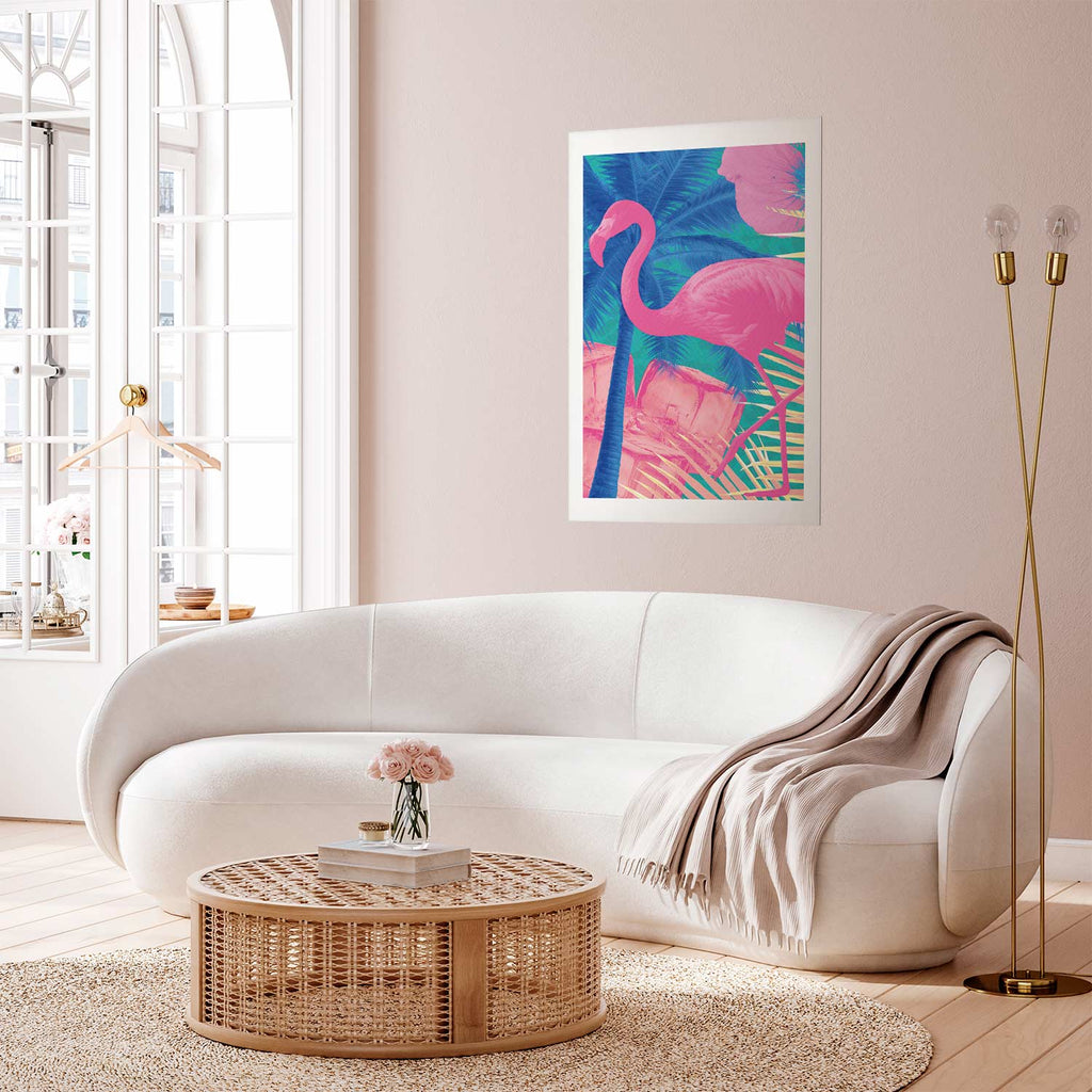 Abstract Pink Flamingo Tropical Poster