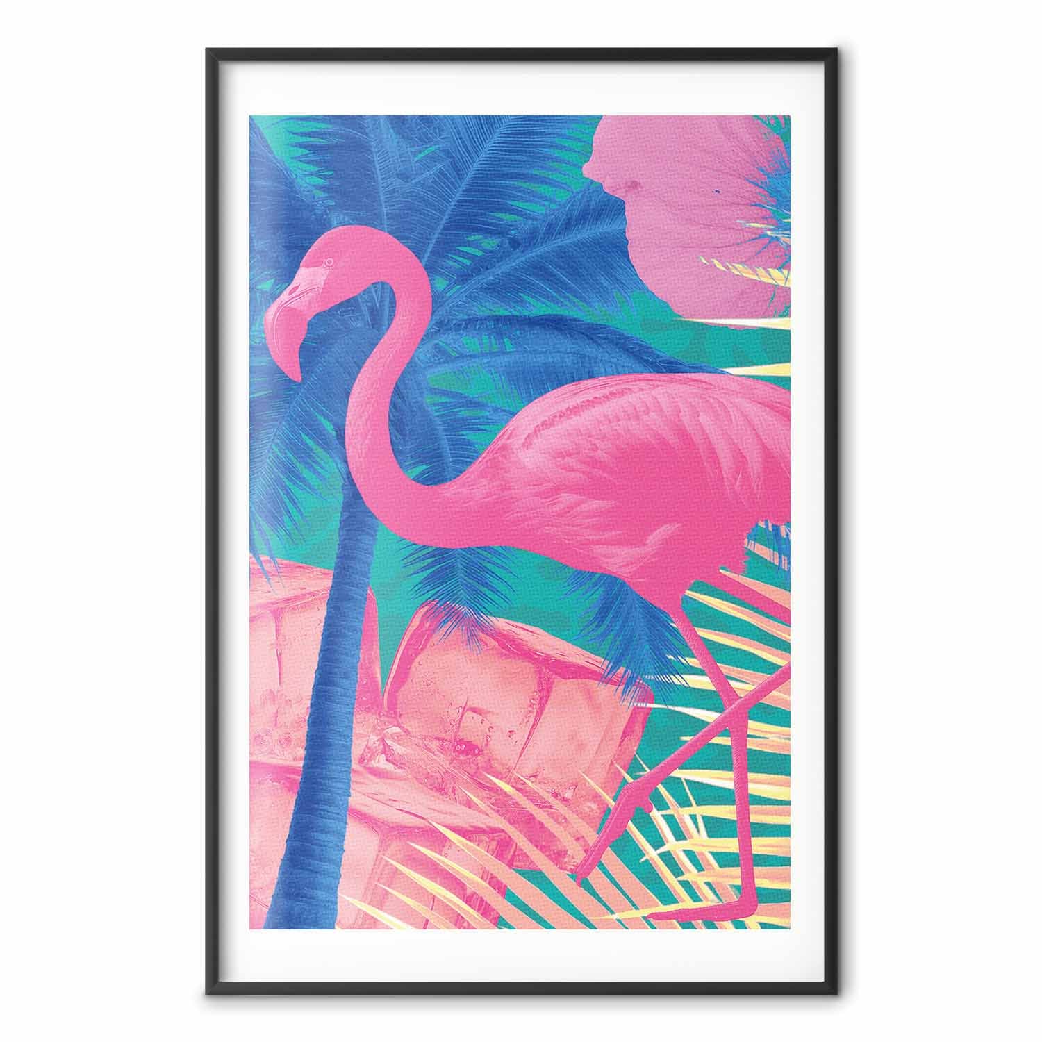 Abstract Pink Flamingo Tropical Poster