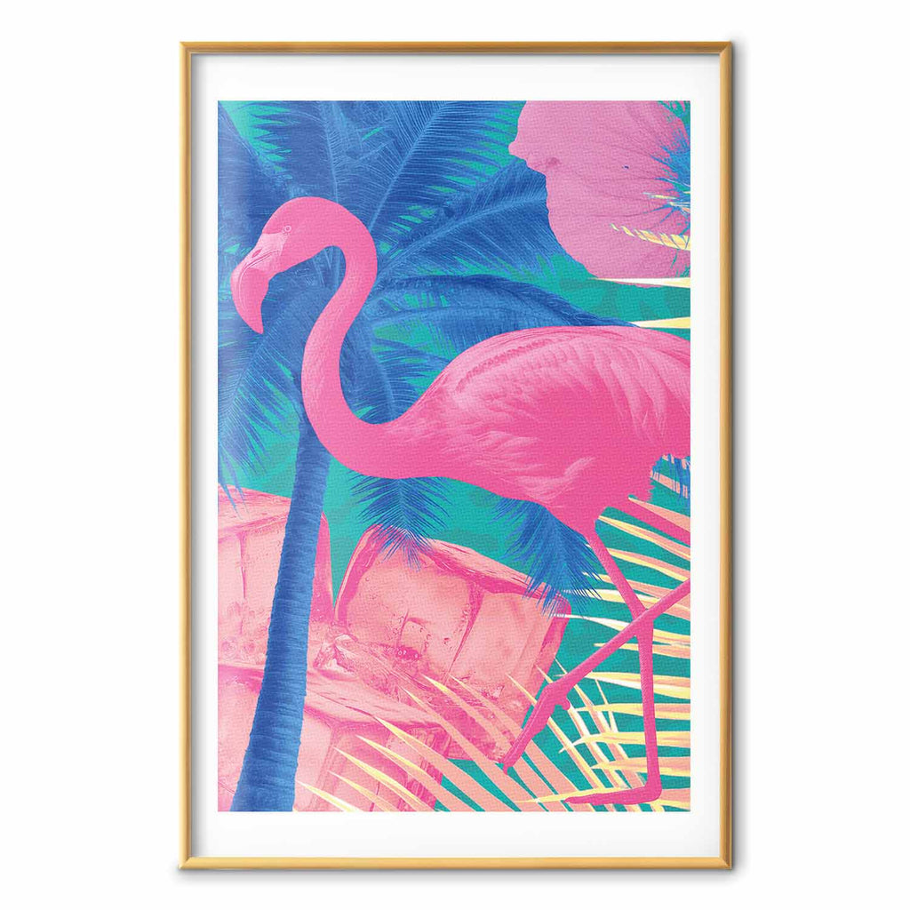 Abstract Pink Flamingo Tropical Poster
