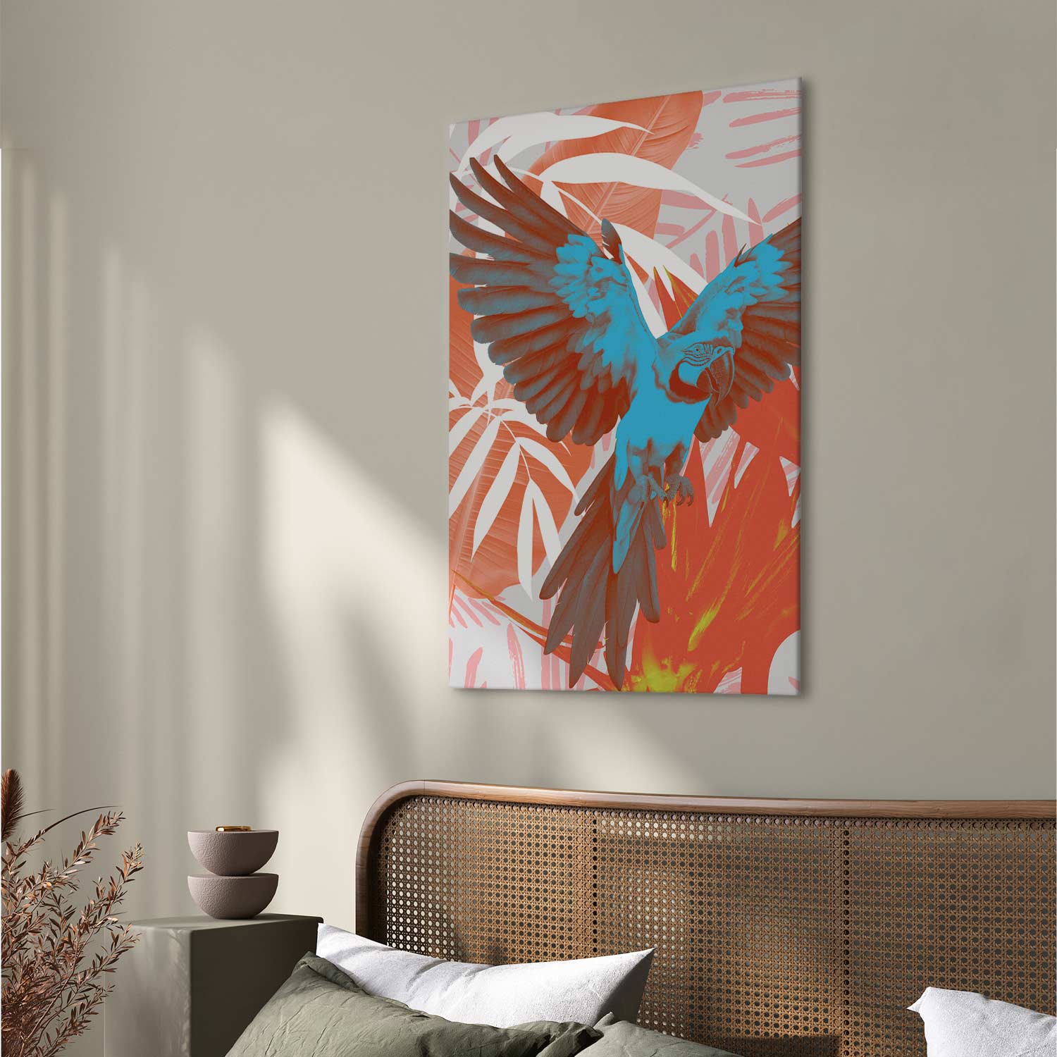 Parrot Abstract Leaf Pattern Colorful Canvas Print