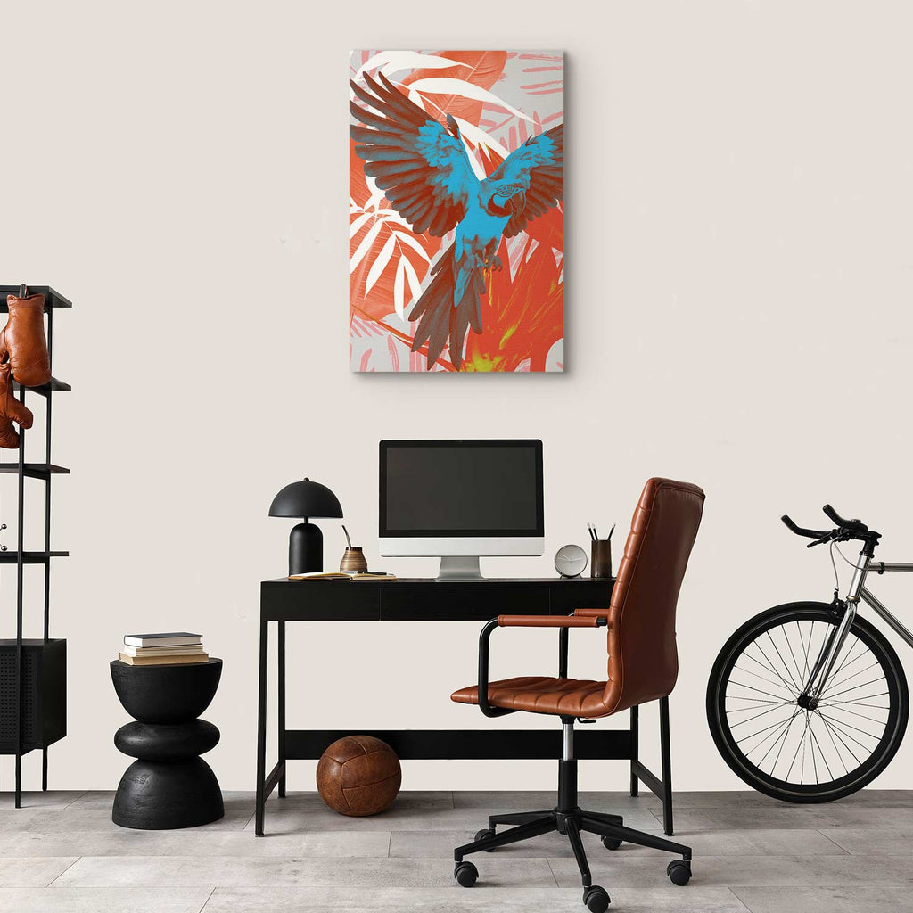 Parrot Abstract Leaf Pattern Colorful Canvas Print