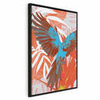 Canvas Print Exotic Wings – Parrot Among Abstract Leaves