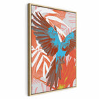 Canvas Print Exotic Wings – Parrot Among Abstract Leaves