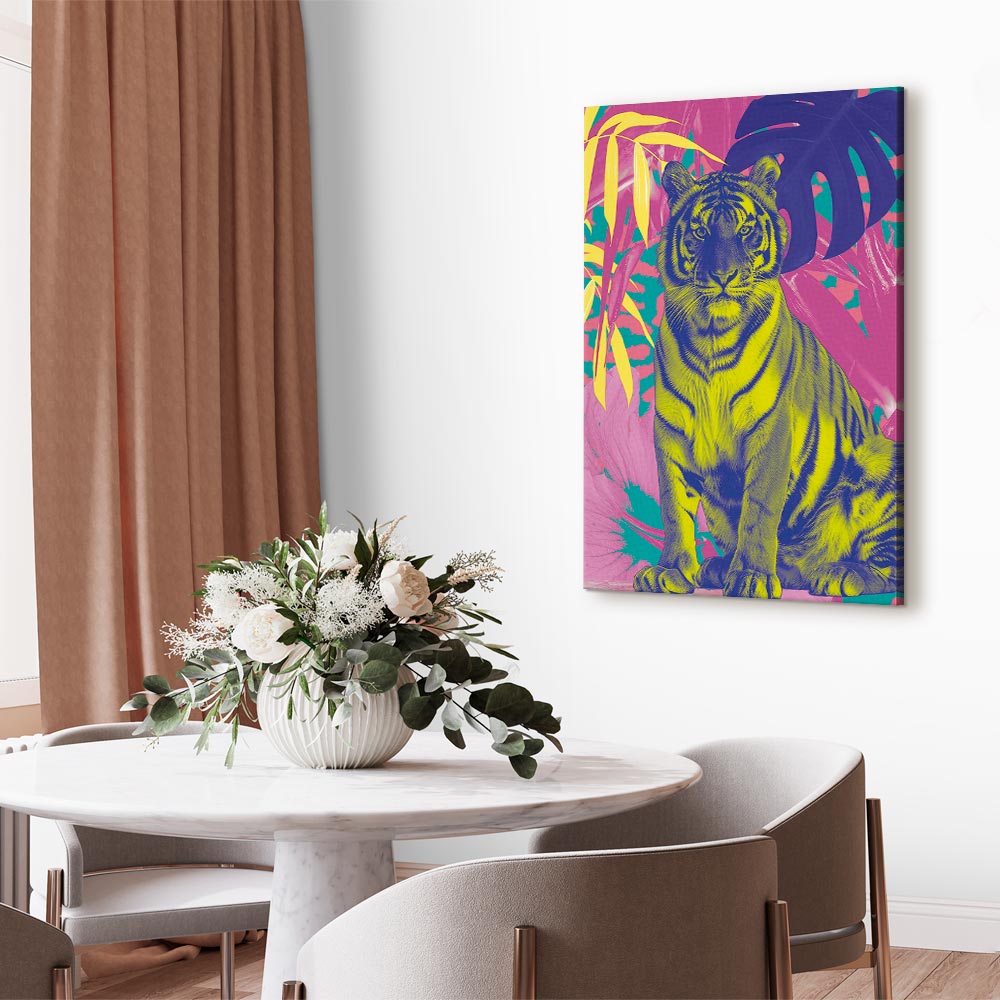 Canvas Print - Colorful Tiger in Tropical Plants