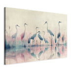 Watercolor Herons by the Lake Grey Pink DIY Canvas Print