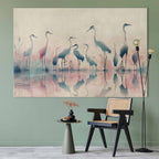 Watercolor Herons by the Lake Grey Pink DIY Canvas Print