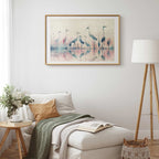 Watercolor Herons by the Lake Grey Pink Poster