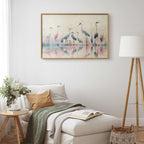 Watercolor Herons by the Lake Grey Pink Poster
