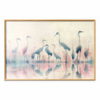 Watercolor Herons by the Lake Grey Pink Poster