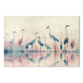 Watercolor Herons by the Lake Grey Pink Canvas Print