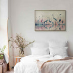 Watercolor Herons by the Lake Grey Pink Canvas Print