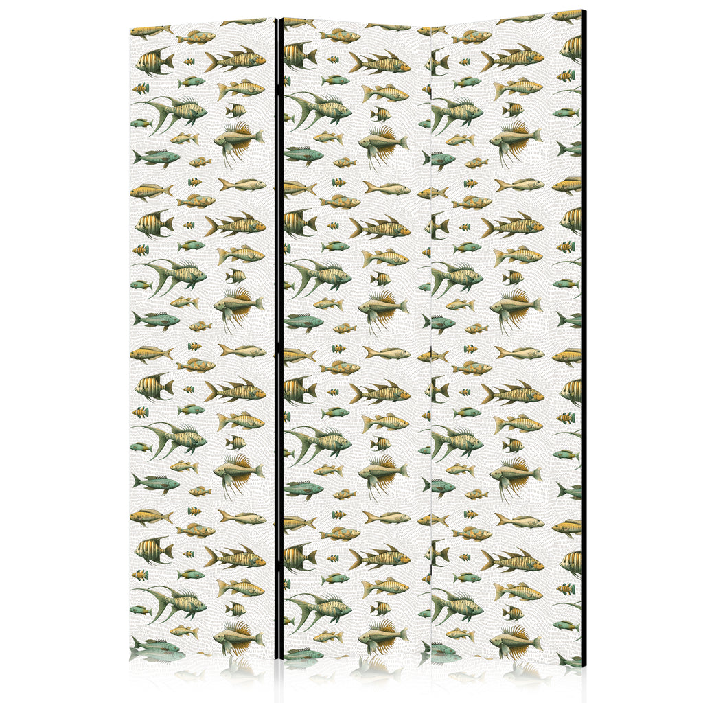 Room Divider - Unusual Fish Cluster in Muted Retro Colors