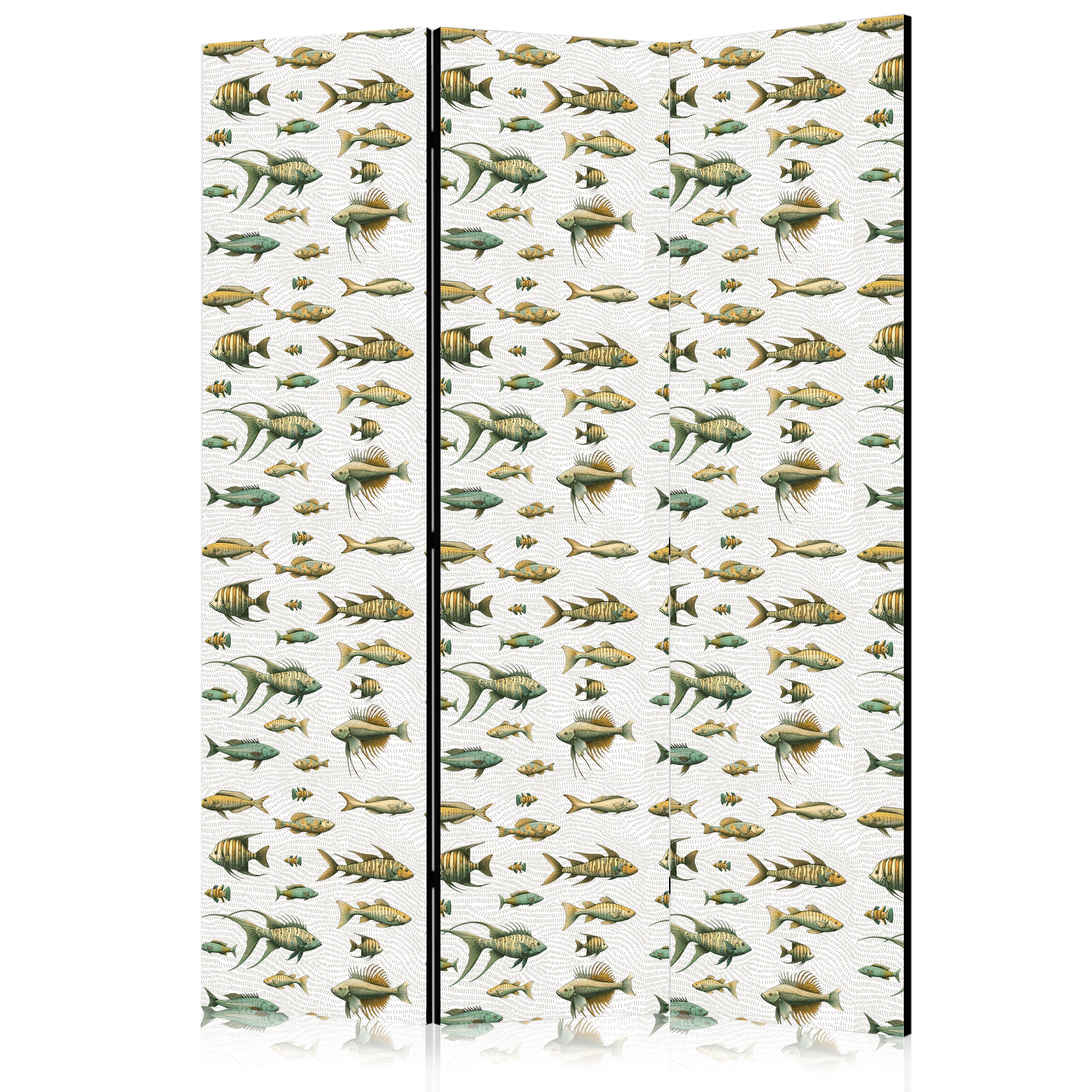 Room Divider - Unusual Fish Cluster in Muted Retro Colors